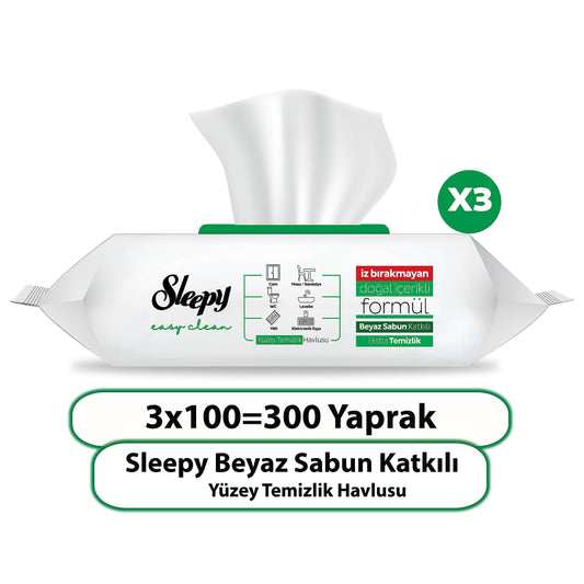 Sleepy Easy Clean Yüzey Temizlik Havlusu&Mendili 3X100 (300 Yaprak)