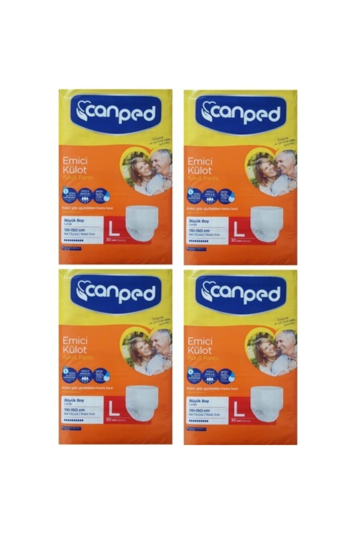 Canped-Emici Külot Büyük Large 4x30'lu 120 Adet Hasta Bezi (ORJİNAL TURUNCU PAKET)