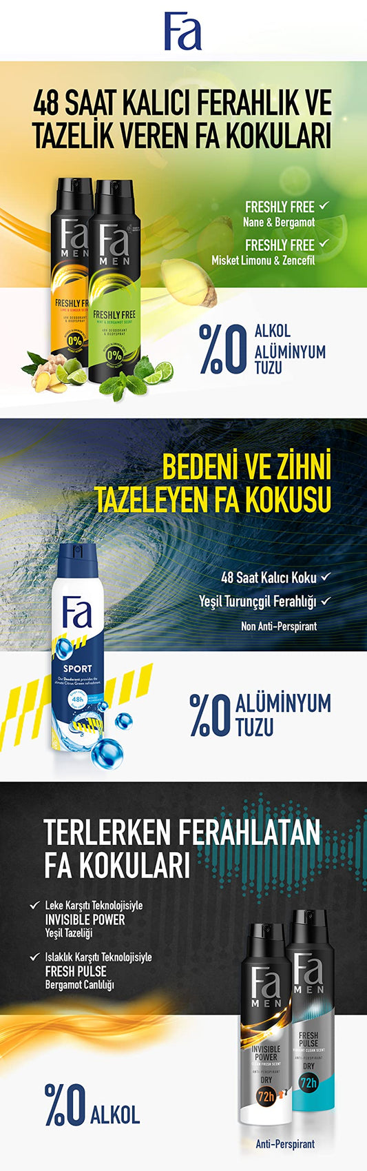 FA Fa DS Men Freshly Free Mint&Bergamot Deo Sprey 150 ml