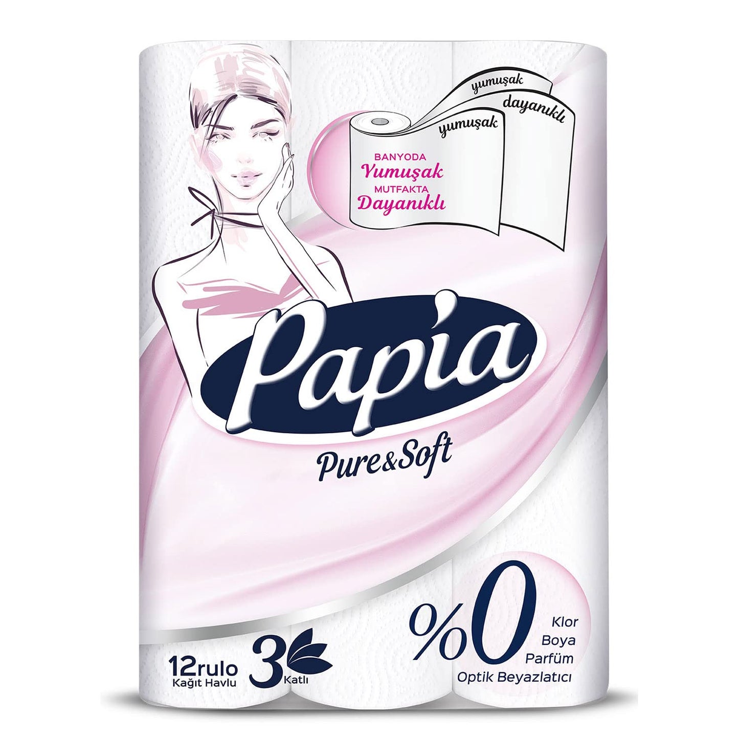 Papia P&S Kağıt Havlu 3 Katlı Beyaz 12 Adet