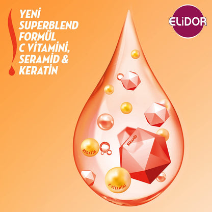 Elidor Superblend Saç Bakım Şampuanı Anında Onarıcı Bakım C Vitamini Keratin Seramid (325 ml)