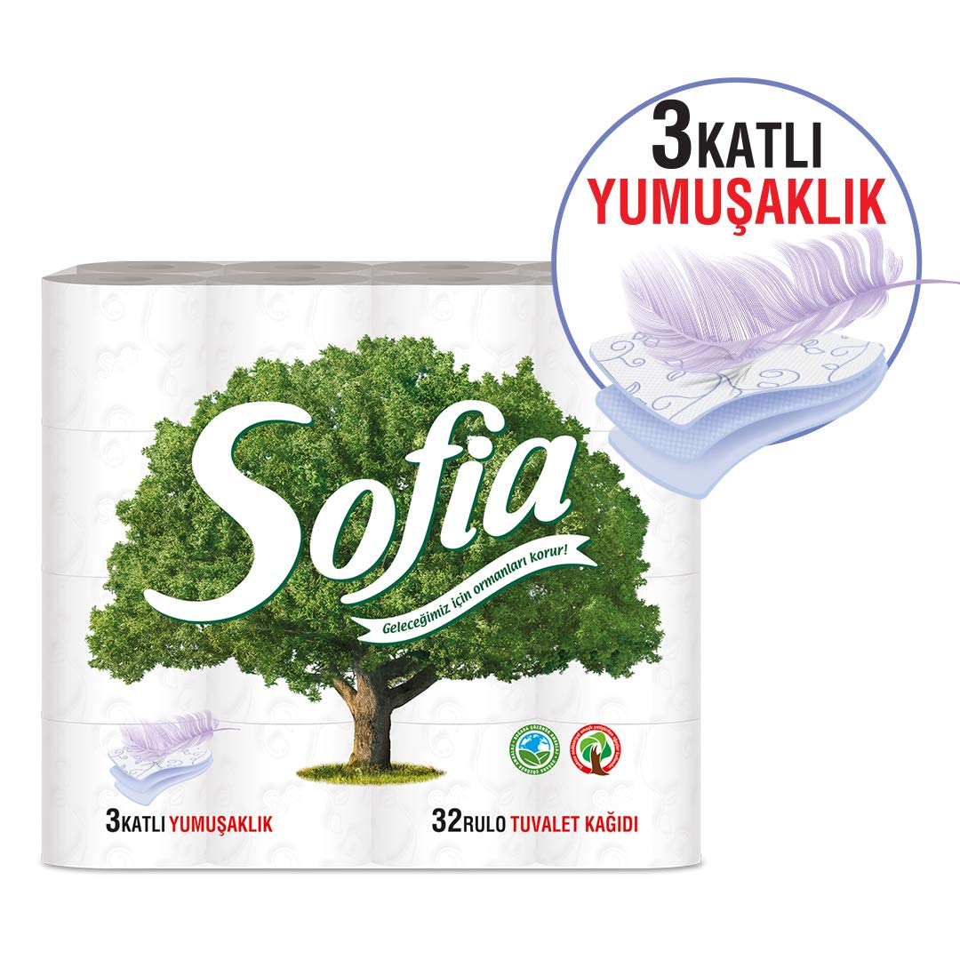 Sofia 3 Katlı Tuvalet Kağıdı 32'Li, 1 Paket (1 X 32 Adet)