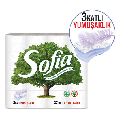 Sofia 3 Katlı Tuvalet Kağıdı 32'Li, 1 Paket (1 X 32 Adet)
