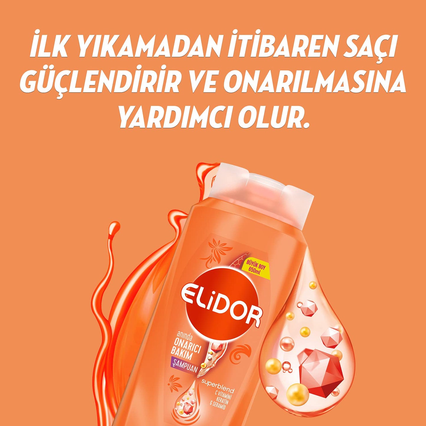 Elidor Superblend Saç Bakım Şampuanı Anında Onarıcı Bakım C Vitamini Keratin Seramid (325 ml)