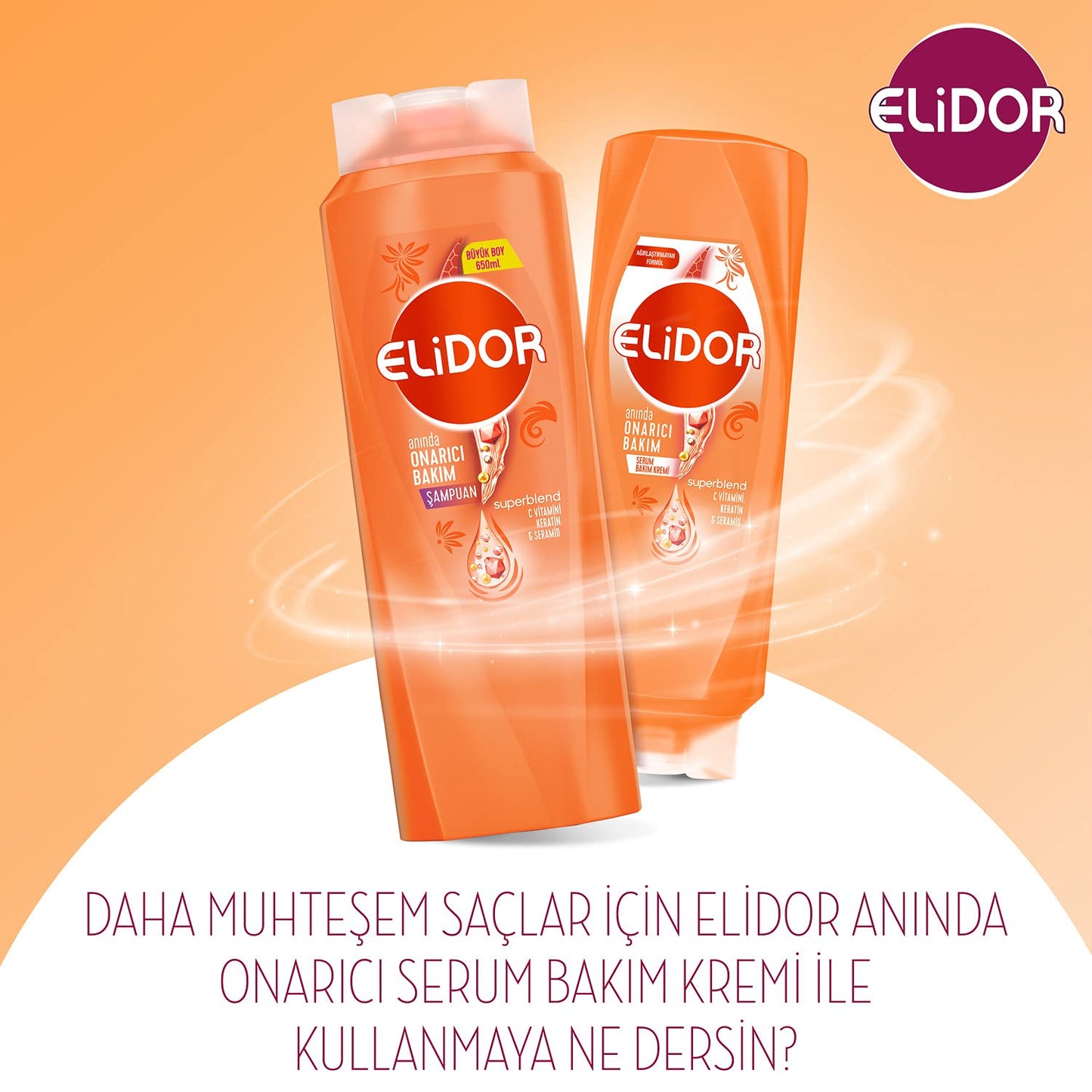 Elidor Superblend Saç Bakım Şampuanı Anında Onarıcı Bakım C Vitamini Keratin Seramid (325 ml)