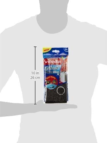 Vileda Glitzi Power INOX, Stahlschwamm gegen hartnäckige Verschmutzungen, länger haltbar, hygienische Reinigung, Härtegrad 3, 2er Pack