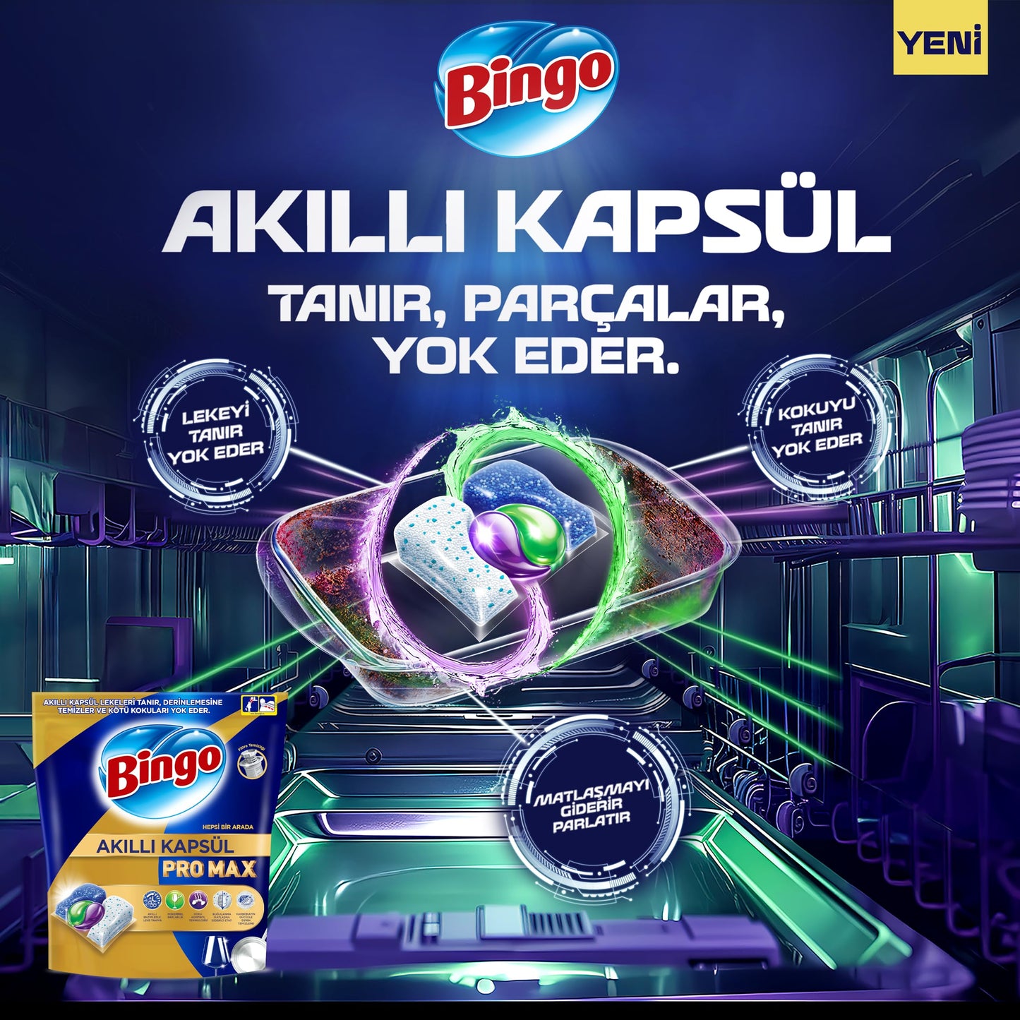 Bingo Akıllı Kapsül Pro Max Bulaşık Makinesi Deterjanı Tableti 60'lı