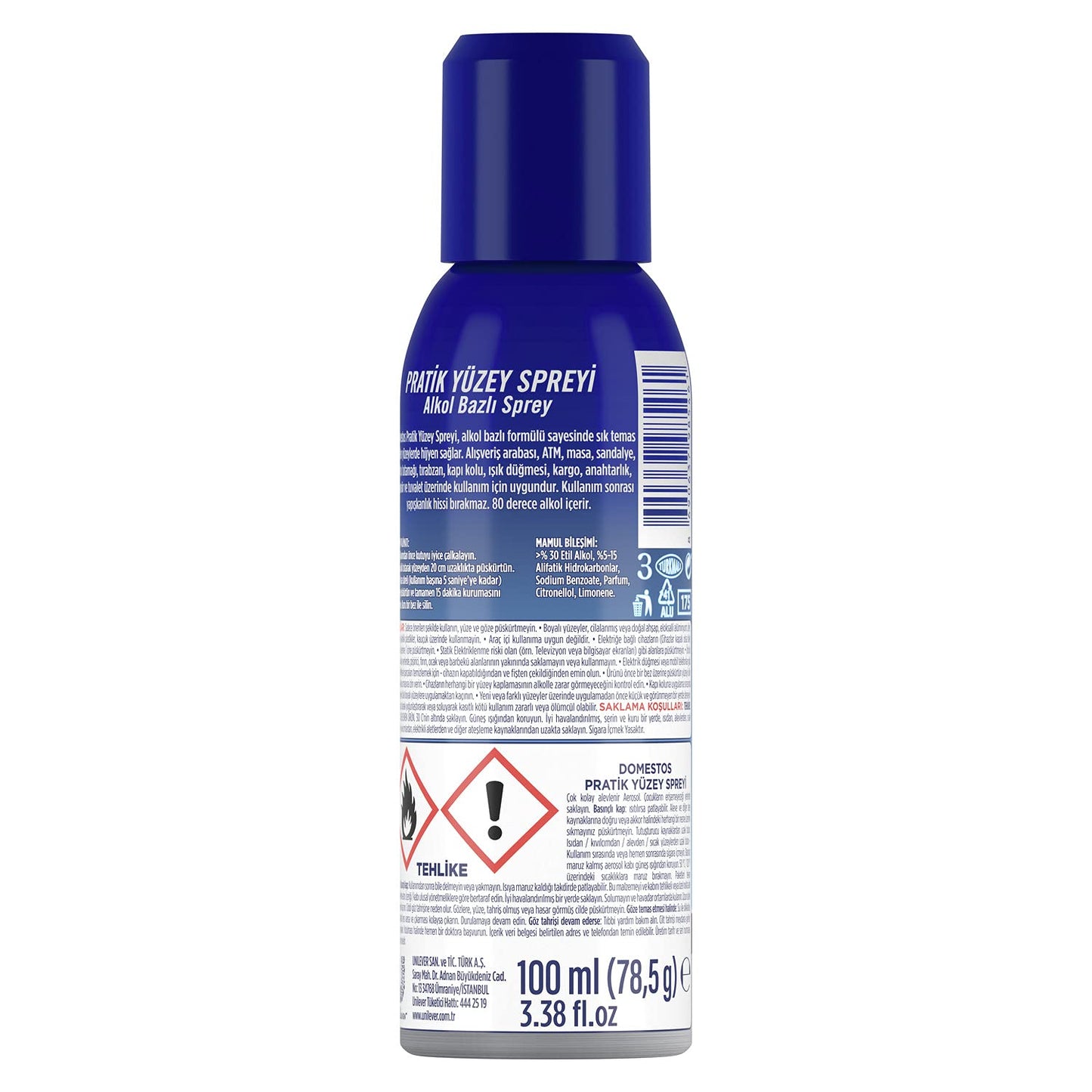 Domestos Pratik Yüzey Spreyi Maksimum Hijyen Alkol Bazlı 100 ml 1 Adet