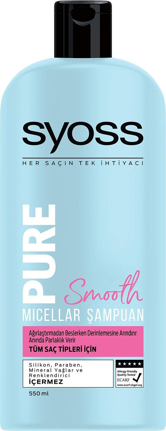 Syoss Pure Smooth Micellar Sampuan, 550 ml