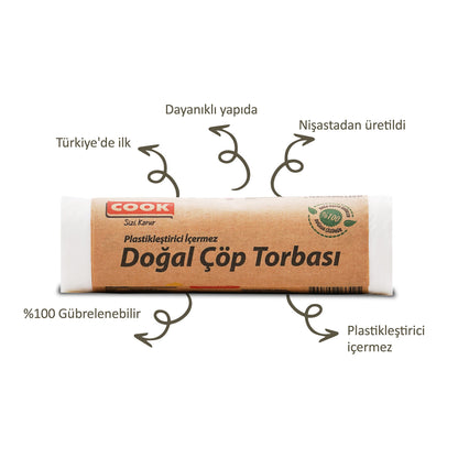 Cook Doğal Büyük Boy Çöp Torbası 65 cm x 80 cm (10 Adet)