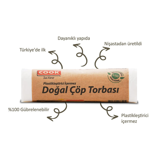 Cook Doğal Büyük Boy Çöp Torbası 65 cm x 80 cm (10 Adet)