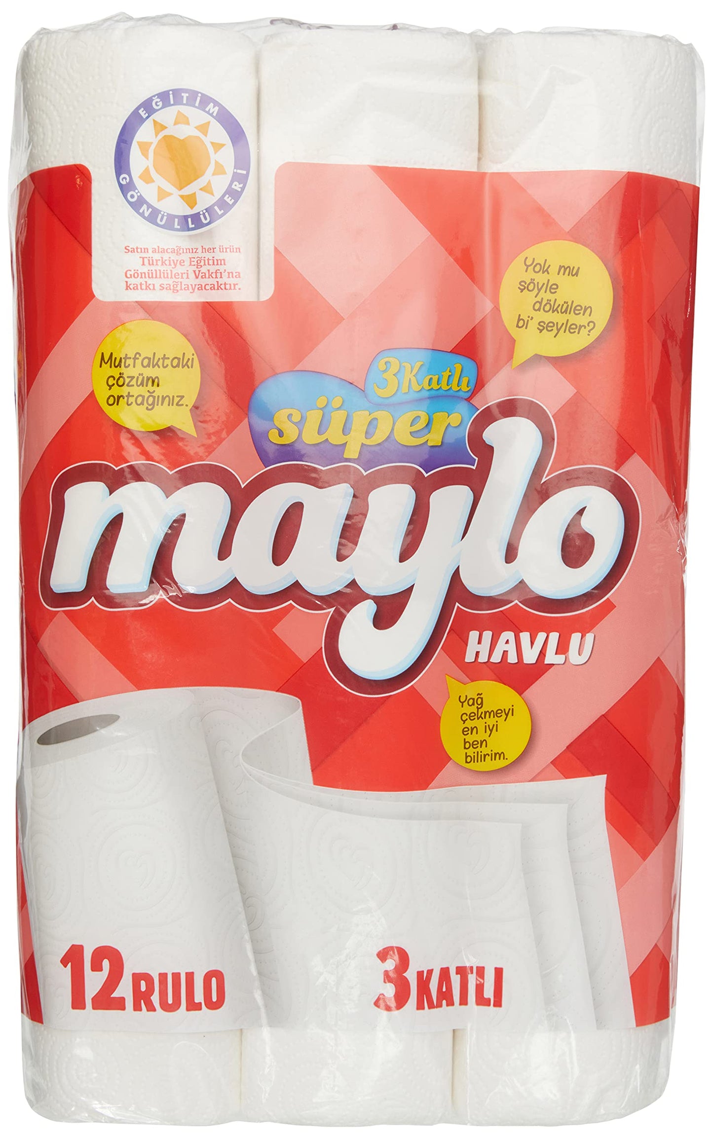 Süper Maylo 3 Katlı Kağıt Havlu 12'Li, 1 Paket (1 X 12 Adet)