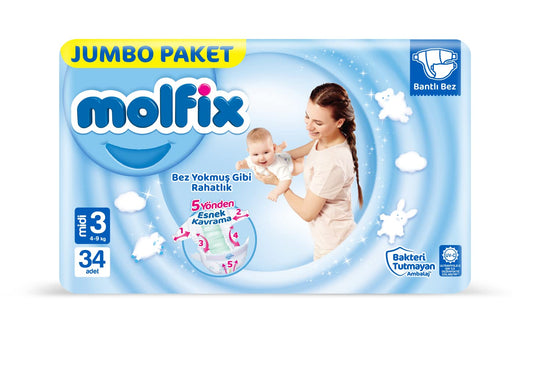 Molfix 3D Bebek Bezi 3 Beden (4-9 Kg) Midi