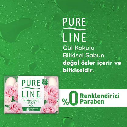 Pureline Gül Bitkisel Sabun, 4'lü Paket (4 x 70 g)