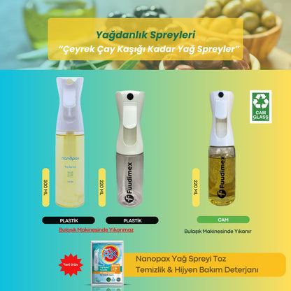 NANOPAX PET PLASTİK Yağ püskürtücü. Yemeklik yağ spreyi. Zeytinyağı ve Limon Yağı Sprey Buharlaştırıcı. Yağ Dağıtıcı, Sprey Yağ Dağıtıcı. Buharlaştırıcı Sirke Pişirme Spreyi