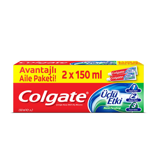 Colgate Üçlü Etki Çürüklere Karşı Koruma Diş Macunu 150 ml x 2 Adet