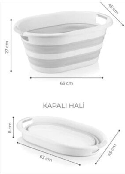 Gri Katlanabilir Çamaşır Sepeti - 38 Litre