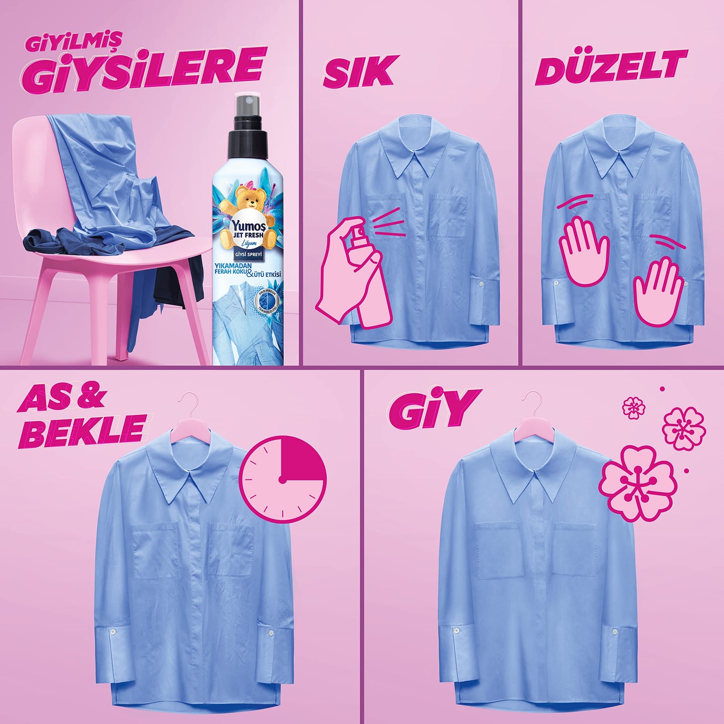 Yumoş JetFresh Giysi Spreyi Lilyum 200 ml