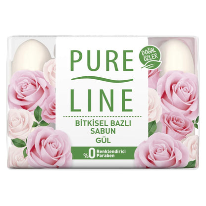 Pureline Gül Bitkisel Sabun, 4'lü Paket (4 x 70 g)