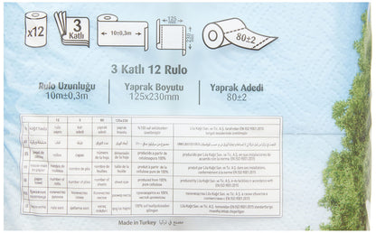 Sofia 3 Katlı Kağıt Havlu 12'Li, 1 Paket (1 X 12 Adet)