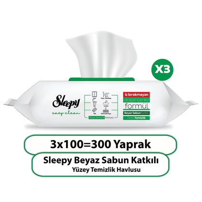 Sleepy Easy Clean Yüzey Temizlik Havlusu&Mendili 3X100 (300 Yaprak)