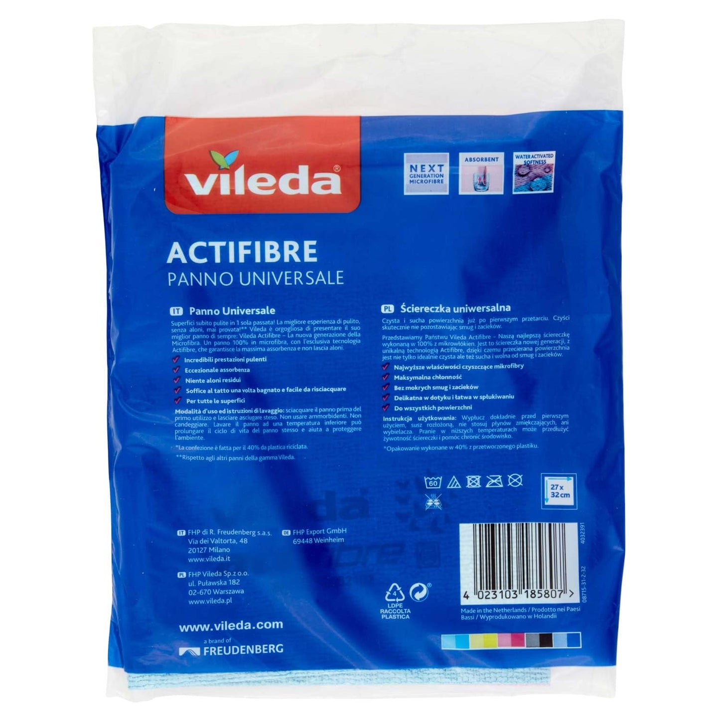 Vileda Actifibre Temizleme Bezi Mikrofiber Tüm Yüzeyler İçin Bez