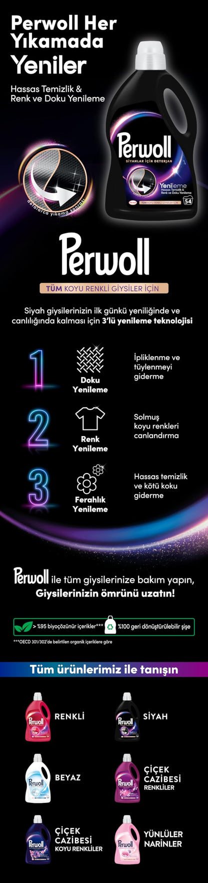 Perwoll Yenileme Siyahlar için Sıvı Deterjan 54 Yıkama 2.97 Lt