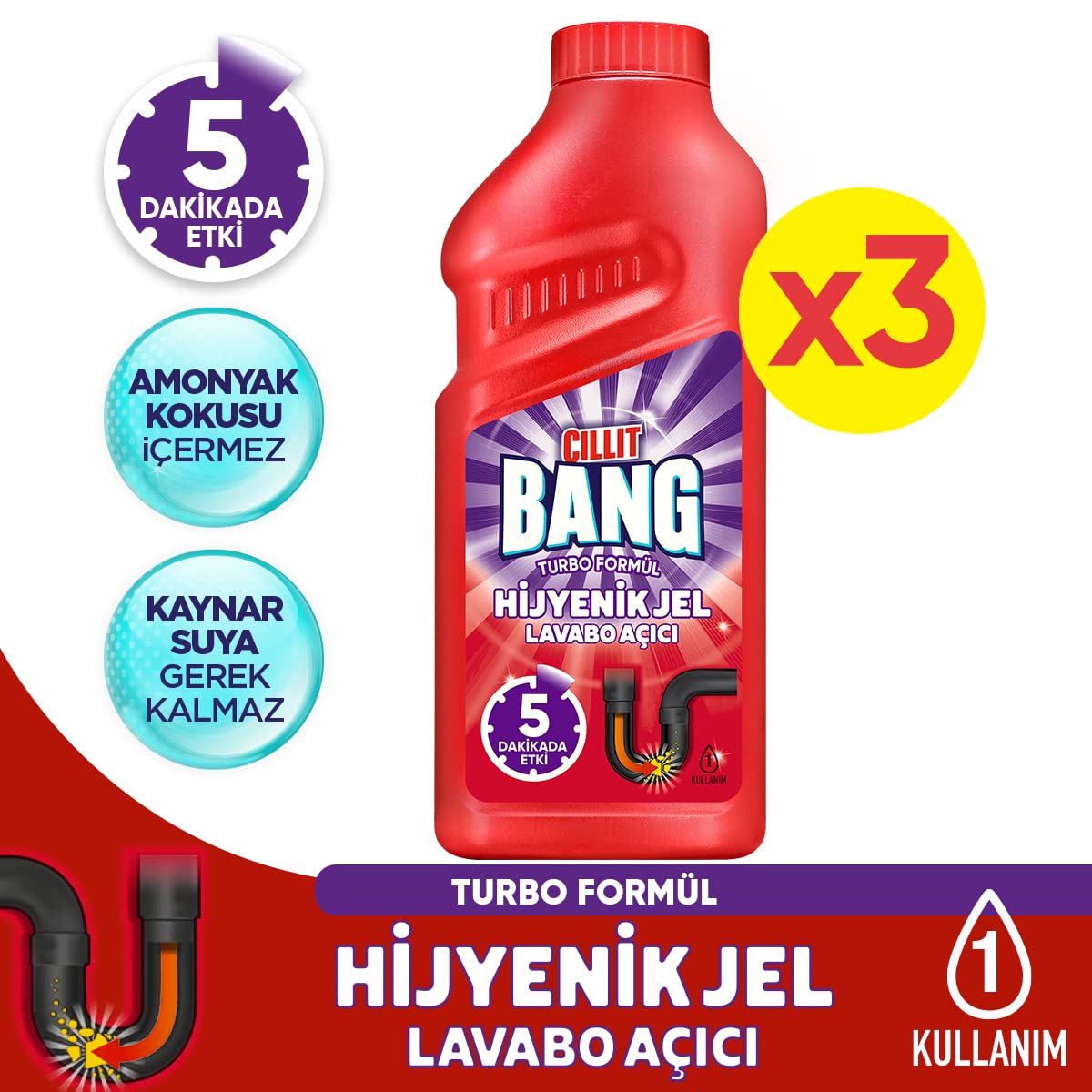 Cillit Bang Turbo Hijyenik Jel Lavabo Açıcı