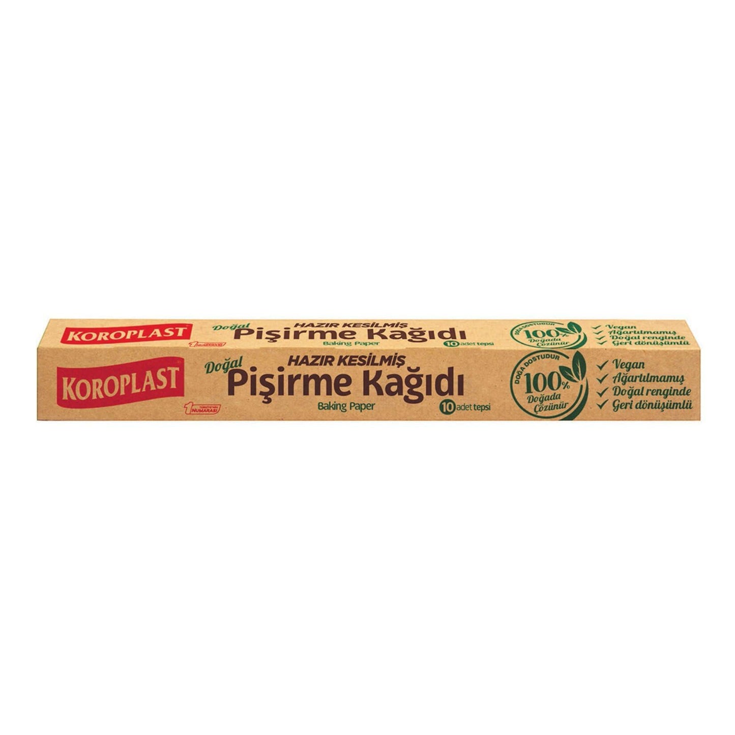 Koroplast Ağartılmamış Hazır Kesilmiş Pişirme Kağıdı 10 adet 42x37 cm, Helal, Vegan, BPA İçermez, Fırında Tavuk, Et, Börek Pişirmek için Ağartılmamış Doğal Hazır Fırın Pişirme Kağıdı, Yapışmaz Yanmaz