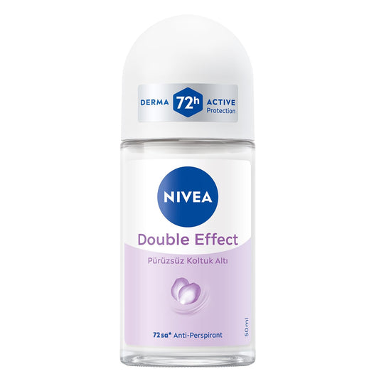 NIVEA Kadın Roll-on Deodorant Double Effect 50ml, 72 Saat Anti-perspirant Koruma, Alkolsüz, Pürüzsüz Cilt, Doğal Avokado Özleri