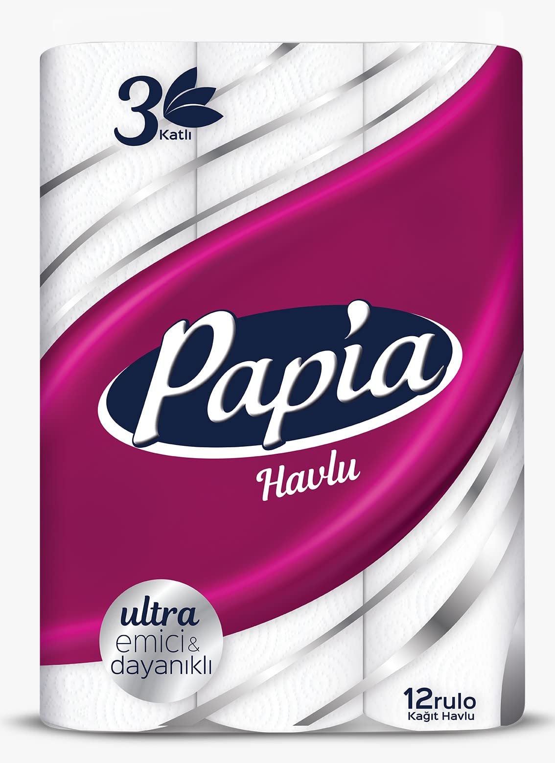 Papia 3 Katlı Ultra Emici & Dayanıklı 12'li Kağıt Havlu (1 x 12 Rulo)