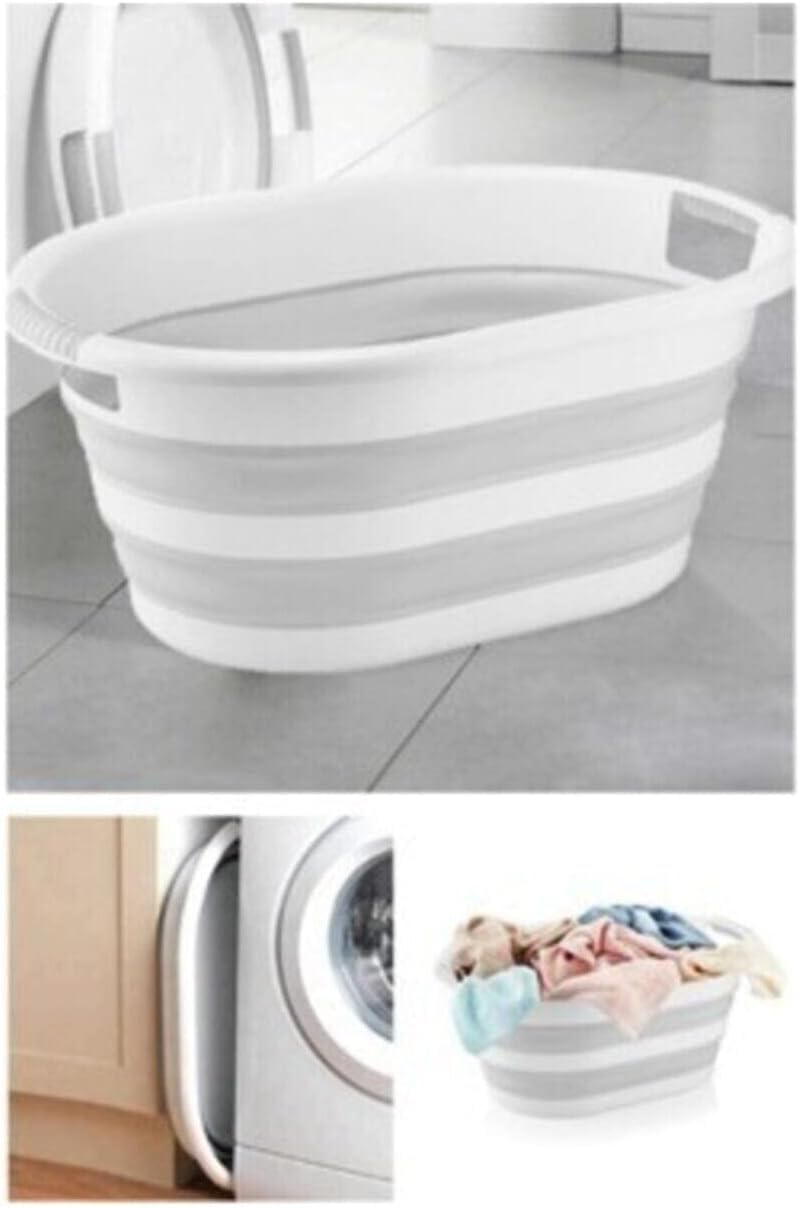 Gri Katlanabilir Çamaşır Sepeti - 38 Litre