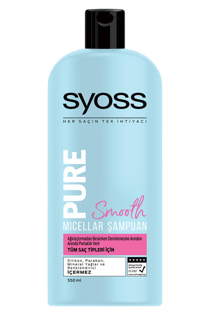 Syoss Pure Smooth Micellar Sampuan, 550 ml