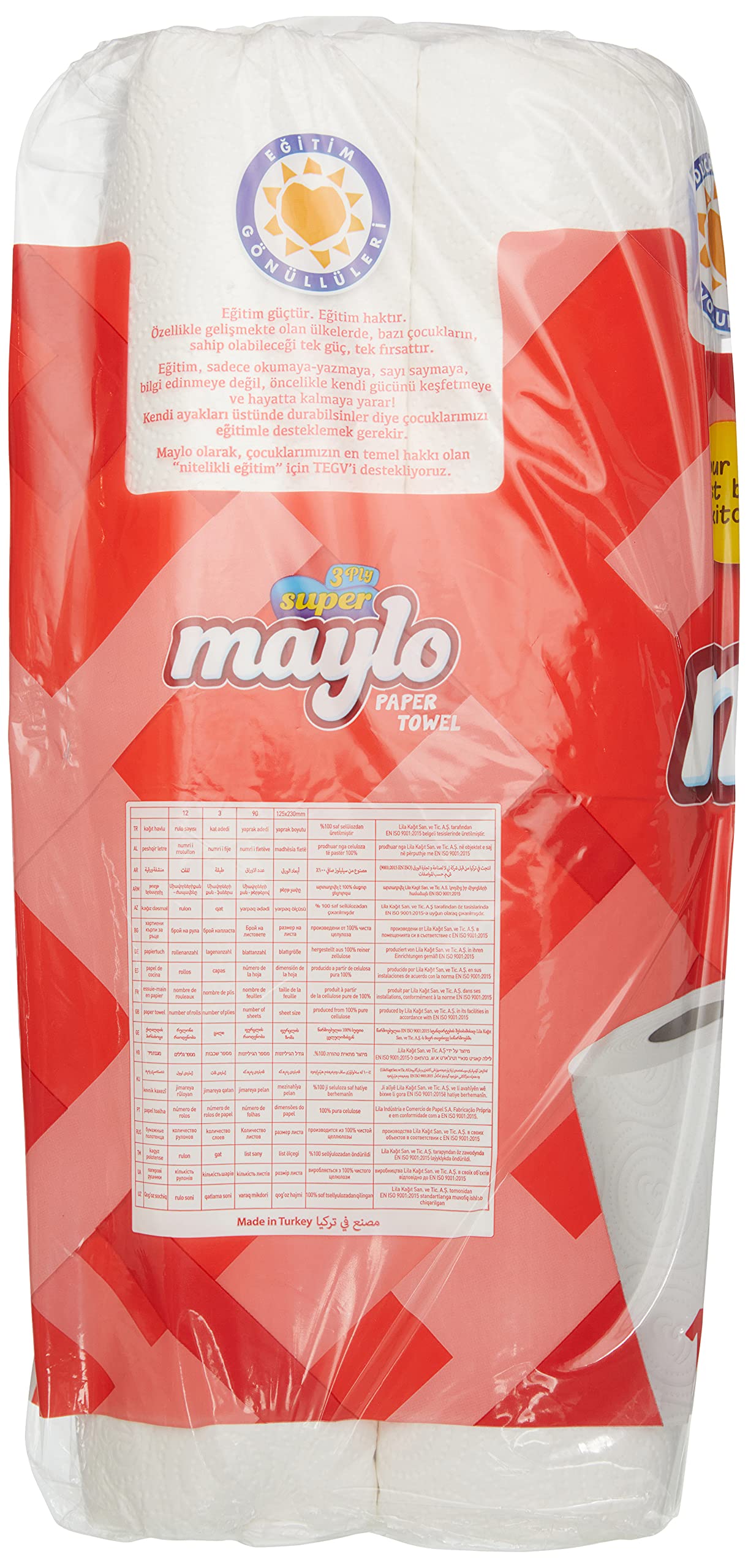 Süper Maylo 3 Katlı Kağıt Havlu 12'Li, 1 Paket (1 X 12 Adet)