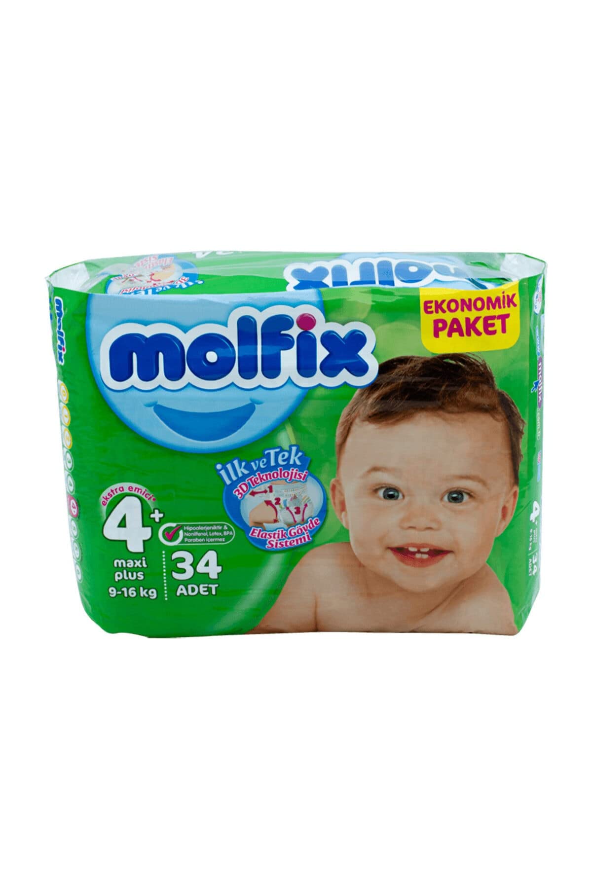 Molfix 3D Bebek Bezi 4+ Beden (9-16 Kg) Maxiplus