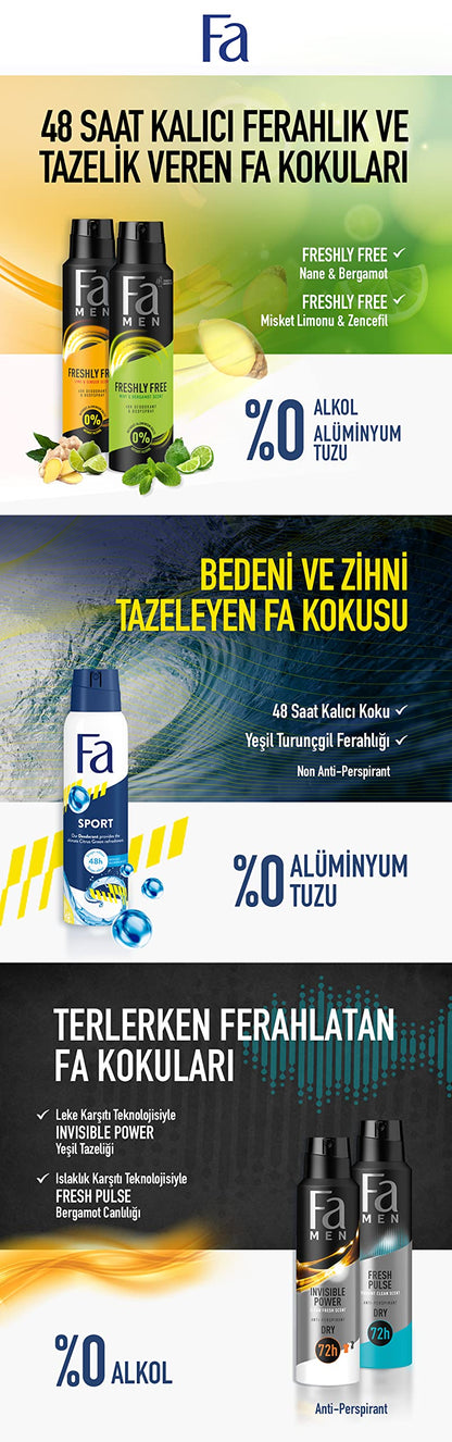 FA Fa DS Men Freshly Free Mint&Bergamot Deo Sprey 150 ml