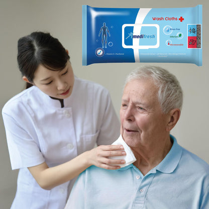 Medifresh Yetişkin Islak Mendil, Durulamasız, Mikrodalgaya Uygun, Papatya Özü ve E Vitamini içeren Yıkama Bezleri, Büyük Mendil (1 Paket/ 60 Adet)